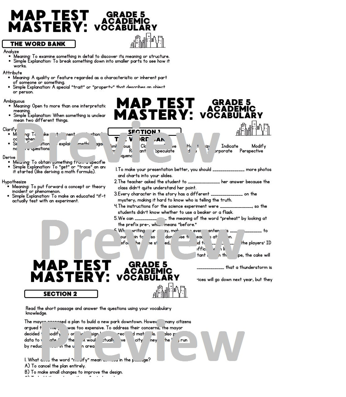 [Free] MAP Test 맵테스트 필수어휘 단어 문제지 & 정답 엄마표영어 Vocabulary Worksheet