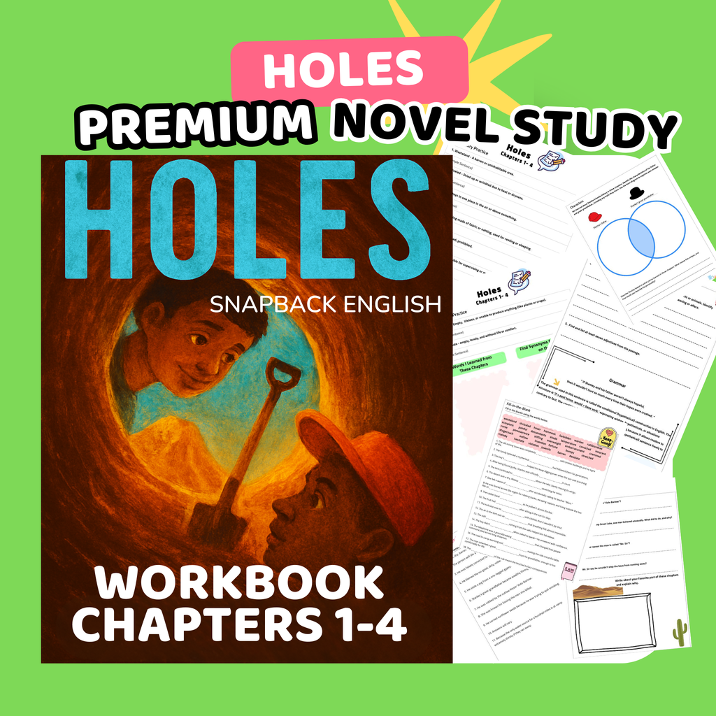 [Free] Holes by Louis Sachar Ch 1-4 Novel Study: Vocabulary, Grammar & Comprehension Workbook홀스 영어원서 프리미엄 워크지 정답포함