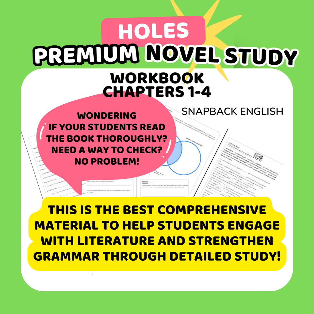 [Free] Holes by Louis Sachar Ch 1-4 Novel Study: Vocabulary, Grammar & Comprehension Workbook홀스 영어원서 프리미엄 워크지 정답포함